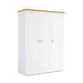 Willood 3-türiger Kleiderschrank Weiß, 118x50x171,5 cm, Kiefer - Ideal für Schlaf- und Wohnzimmer, Flügeltüren mit Schienen