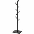 Massivholz Garderobenständer, Kleiderstange mit 8 Haken, Verstellbare Höhen, Schwarz, 30x30x180cm, Ideal für Flur und Wohnzimmer