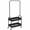 Robuster HOMCOM Kleiderständer auf Rollen mit Schuhablage, Maximal 16 kg Belastbarkeit, Ideal für Schlafzimmer und Wohnzimmer, Schwarz