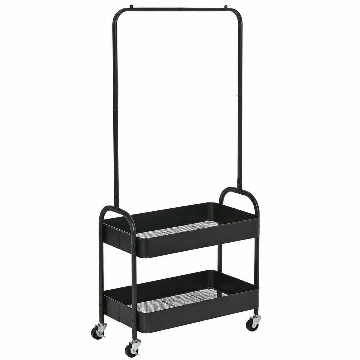 Robuster HOMCOM Kleiderständer auf Rollen mit Schuhablage, Maximal 16 kg Belastbarkeit, Ideal für Schlafzimmer und Wohnzimmer, Schwarz
