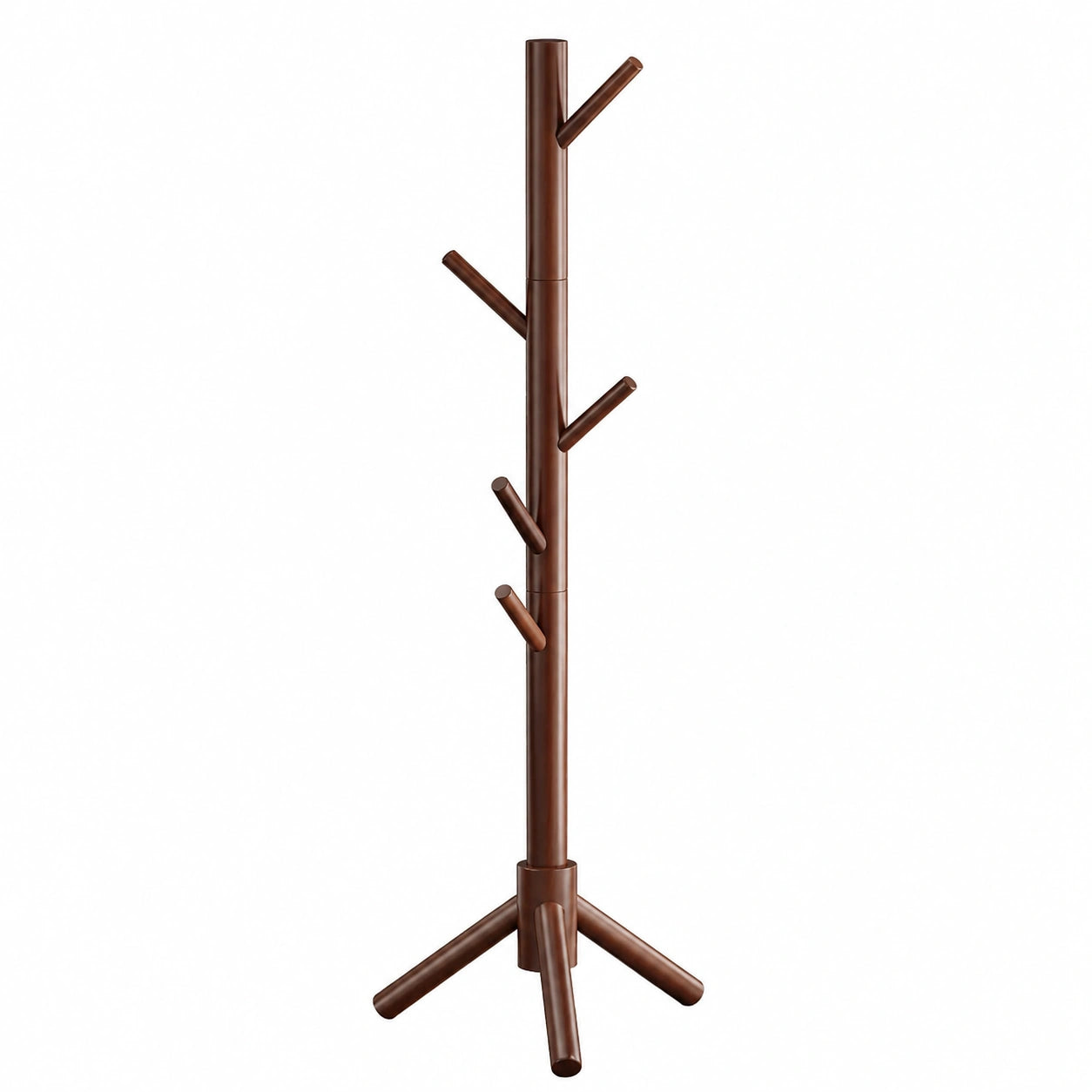 Hölzerner Garderobenständer, 175 cm, Baumdesign mit 8 Haken, höhenverstellbar