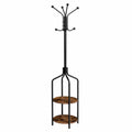 Industrie-Design Garderobenständer mit 8 Haken und 2 Ablagen, 183 cm Höhe, Stahlstruktur für Kleidung und Accessoires