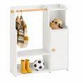 Kinderkleiderschrank Weiß mit Haken und Regal, 94x110x35cm