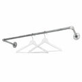 Industrielle Wandgarderobe aus Metall, handgefertigt in Deutschland, Teleskopstange U-Form, verschiedene Größen z.B. 120 x 28 cm, Jacken- und Kleiderhalter in Silber