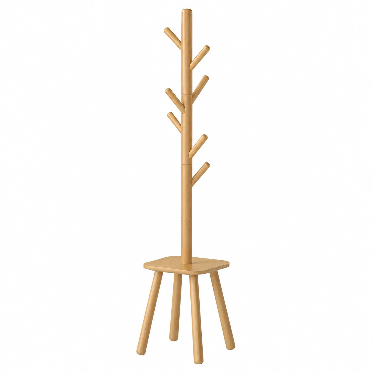VASAGLE Kleiderständer mit 8 Haken, Ablage und 175,8 cm Höhe für Flur und Schlafzimmer, naturbeige