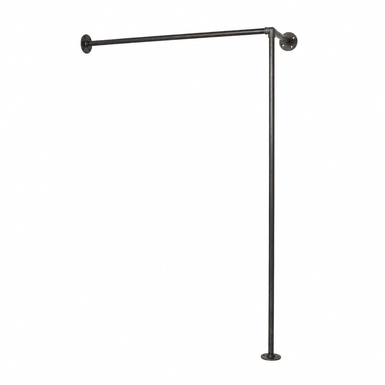 Eck-Kleiderstange im Industrial Design, Schwarz, Metall, Verschiedene Größen