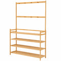 Multifunktionaler Garderobenständer mit Spiegel und Sitzbank – 5 Ebenen, Haken & Schuhablage, 70x25x160 cm