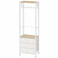 YMYNY Moderner Kleiderständer mit Vlies-Schublade, freistehender Schrank-Organizer für Schlafzimmer und Flur, 39x29x179CM, Holz und Weiß HGR001R