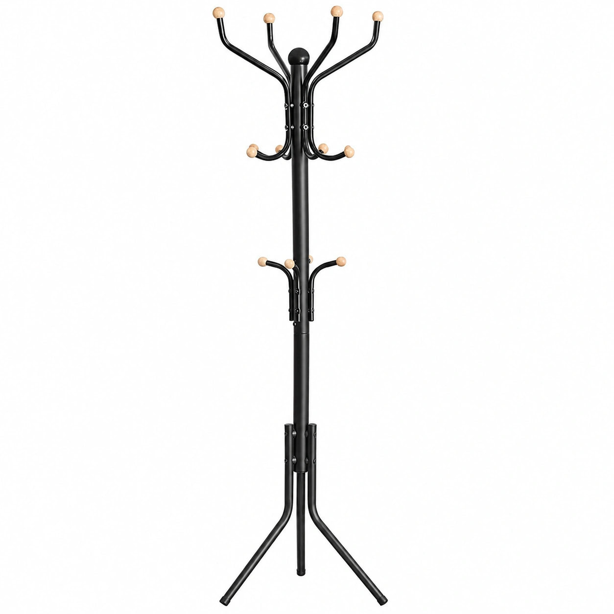 SONGMICS Robuster Metall-Kleiderständer mit 12 Haken, 182 cm Hoch, Ideal für Kleidung, Taschen und Hüte, Schwarz