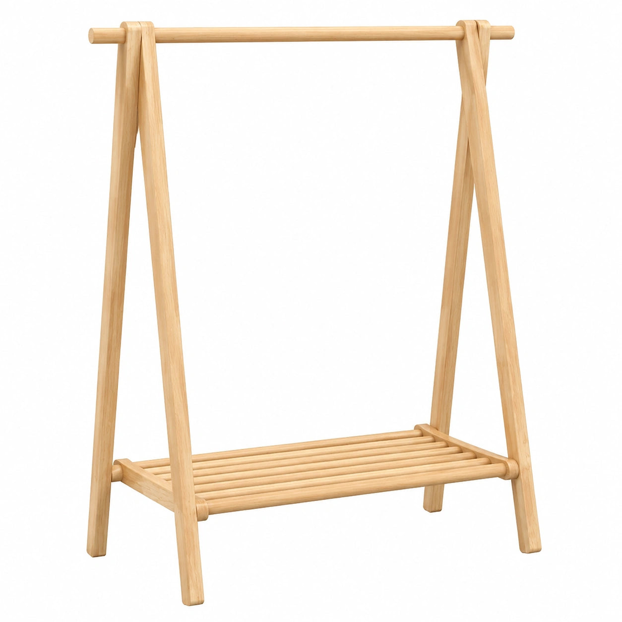 Vintage Holz Kleiderständer mit Ablage und Haken, Faltbar, Natürliche Buche, Höhe: 150 cm