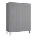 Stoffschrank mit Kleiderstange und Ablagen, Stabiler Faltschrank für Schlafzimmer, Graue Streifen 84x46x173cm