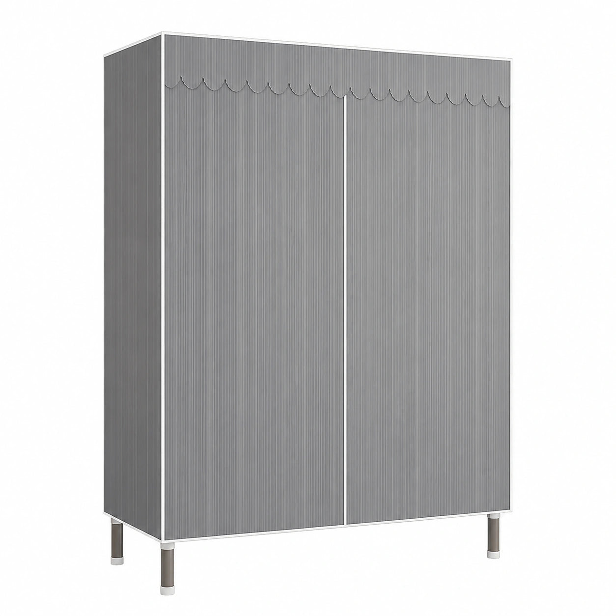 Stoffschrank mit Kleiderstange und Ablagen, Stabiler Faltschrank für Schlafzimmer, Graue Streifen 84x46x173cm