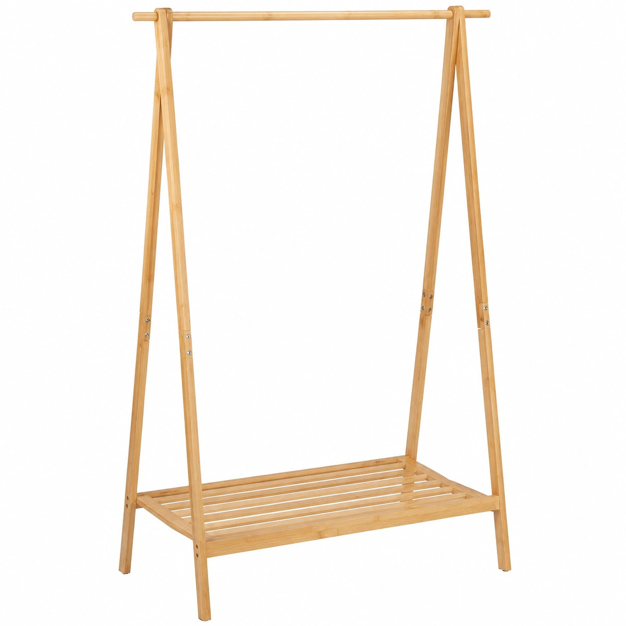 Bambus Kleiderständer, faltbar, mit Ablage, 170x100x56,5 cm, natürlicher Garderobenständer