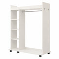 VINNIE Mobiler Kleiderschrank mit Spiegel und Rollen, Weiß - Praktischer Garderobenständer mit intelligenter Aufteilung - 138 x 150 x 56 cm