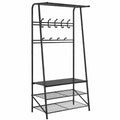 Eleganter Garderobenständer mit Sitzbank und Schuhregal – Robust und vielseitig – Holz- und Metall-Design – 10 Haken, Ablagefläche, Kleiderstange – Ideal für Flur und Bad – 60 cm Breite