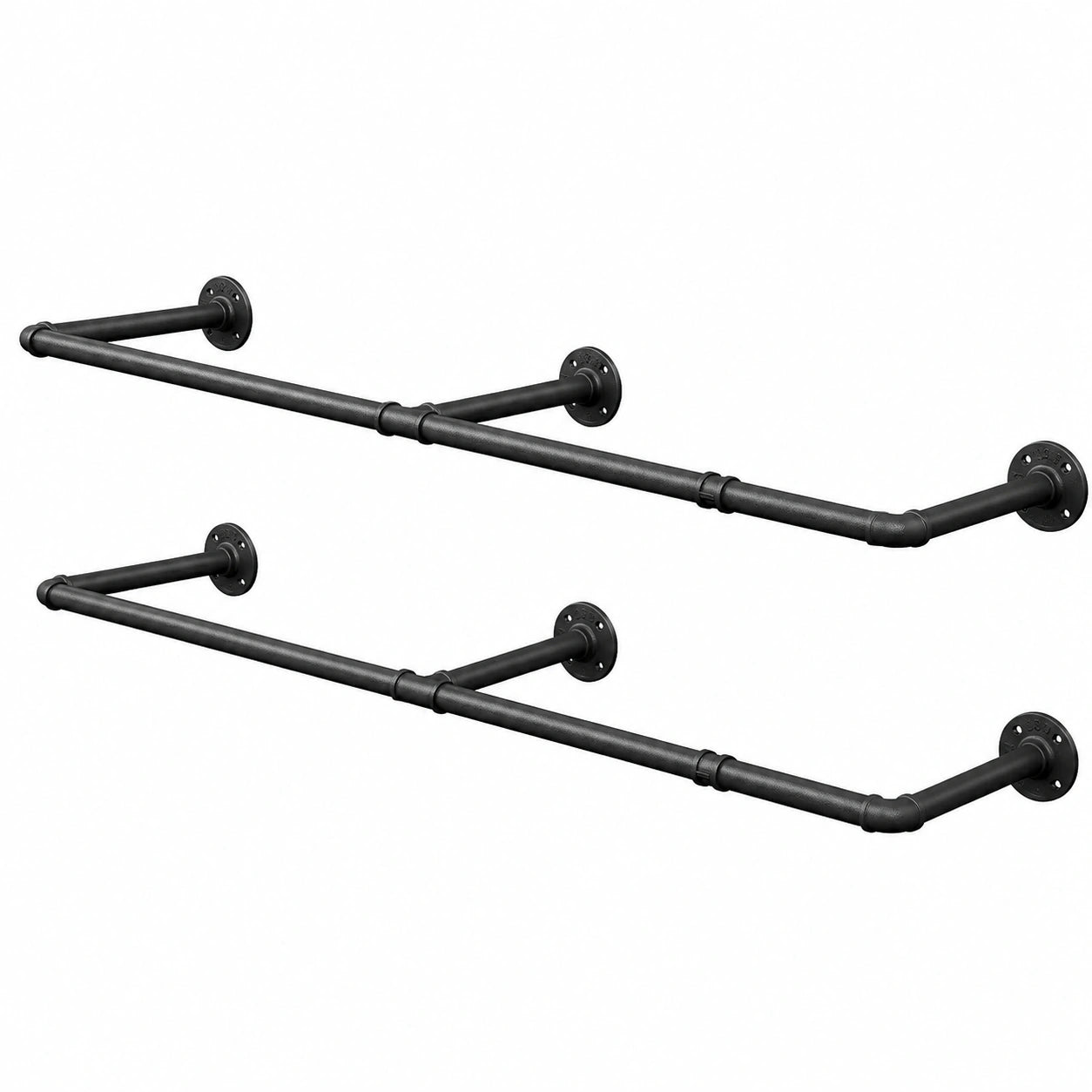 Industrieller Kleiderständer zur Wandmontage, 167 cm, schwarzes Metall, für Schlafzimmer, 2 Stück